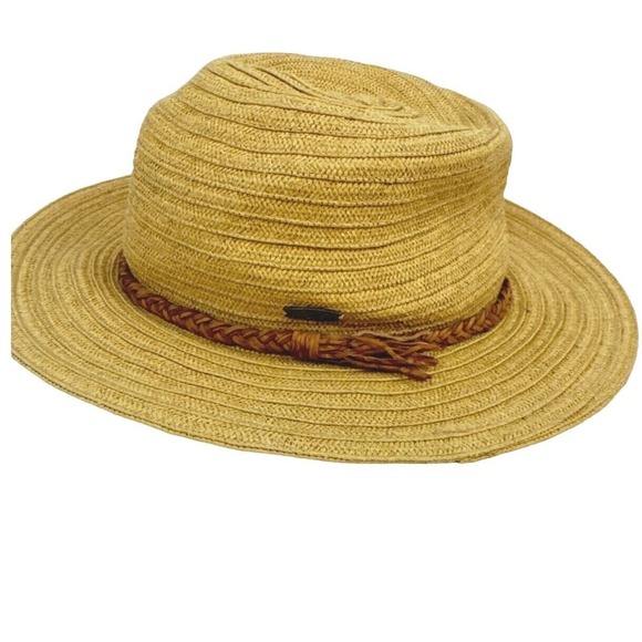 Tidal Tom‎ Mens Straw Fedora Hat Natural Beige UPF 50+  Sz M/L Beachy Resort - Picture 1 of 7